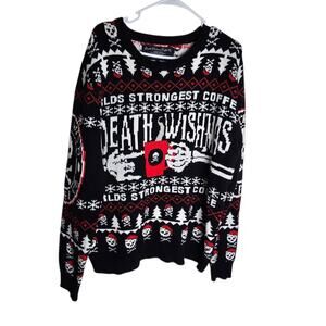 Death Wish Coffee Pullover Wishmas Ugly Christmas Sweater Size Large